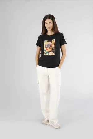CAFèNOIR T-shirt manica corta con stampa di donna con occhiali