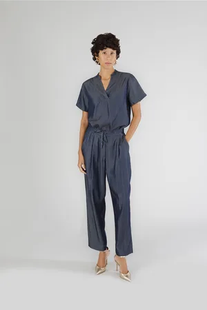 CAFèNOIR Pantaloni con pinces in tencel denim