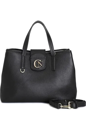 CAFèNOIR Borsa a mano in vera pelle martellata con logo metallo