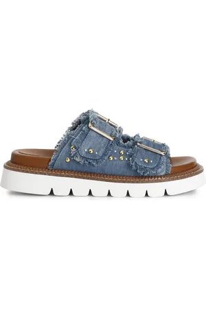 CAFèNOIR Ciabatta denim doppia fibbia