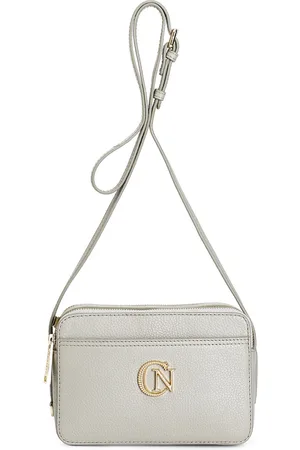 CAFèNOIR Camera bag con pattina in vera pelle martellata con logo metallo