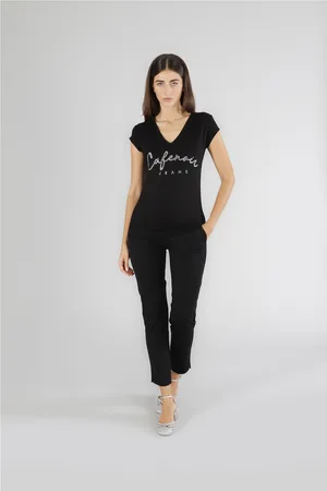 CAFèNOIR T-shirt scollo a "v" con logo
