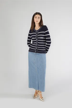 CAFèNOIR Cardigan rigato motivo traforo