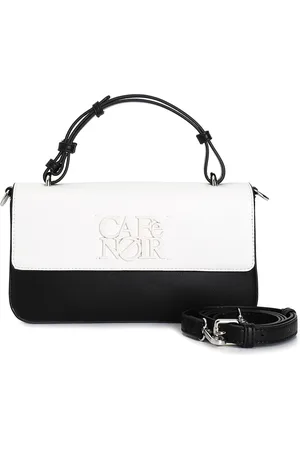 CAFèNOIR Borsa a mano bicolore con logo in tinta, tracolla removibile e pattina