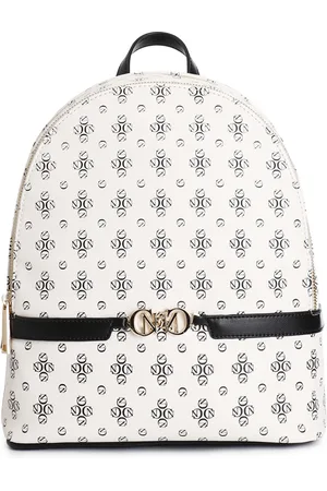 CAFèNOIR Zaino in saffiano con stampa monogram, doppia zip e dettagli a contrasto