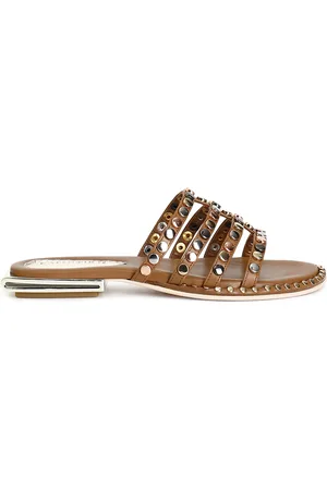 CAFèNOIR Ciabatta in pelle con borchie multicolor