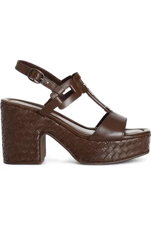 CAFèNOIR Sandali a "t" in pelle zeppa intrecciata