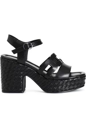 CAFèNOIR Sandali gilda in pelle due fasce davanti zeppa intrecciata