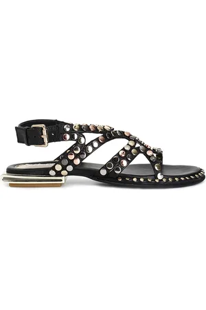 CAFèNOIR Sandali asimmetrici in pelle con borchie multicolor