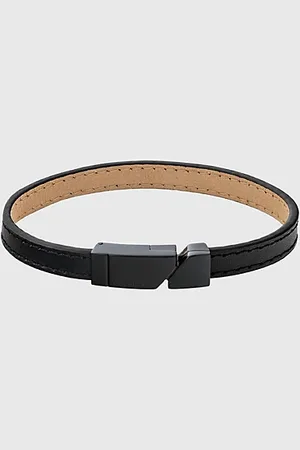 Calvin Klein Braccialetto in pelle con etichetta asimmetrica