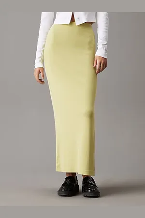 Calvin Klein Gonna midi in cotone a costine slim