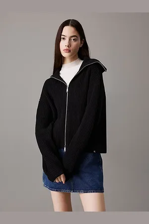 Calvin Klein Cardigan con zip integrale a costine spesso