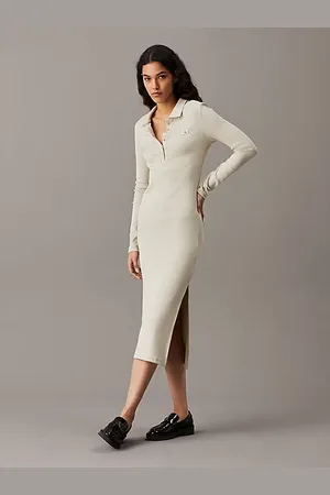 Calvin Klein Abito polo in cotone a costine lungo