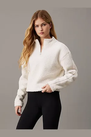 Calvin Klein Pullover cropped in pile sherpa