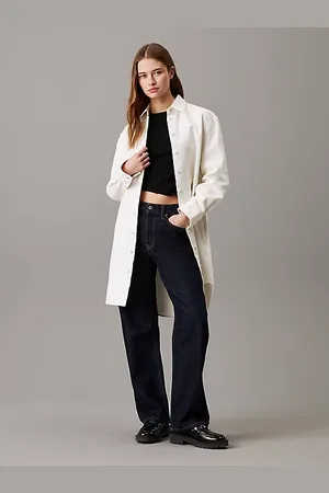 Calvin Klein Abito chemisier in flanella di cotone taglio relaxed