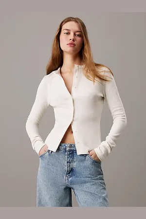 Calvin Klein Cardigan in cotone a costine slim