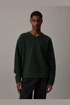 Calvin Klein Maglione con scollo a V in lana merino feltrata