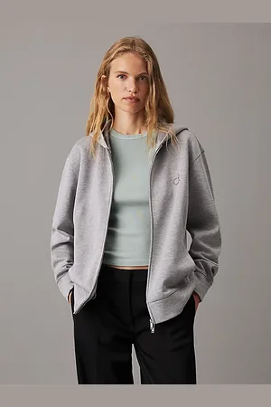 Calvin Klein Felpa con cappuccio con zip integrale in viscosa taglio relaxed