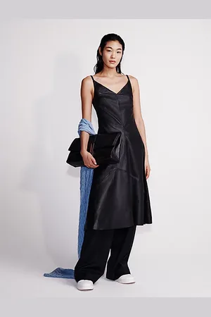 Calvin Klein Abito midi senza maniche in pelle
