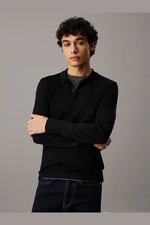 Calvin Klein Maglione polo in seta e merino