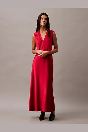 Calvin Klein Abito con scollo a V in satin senza maniche
