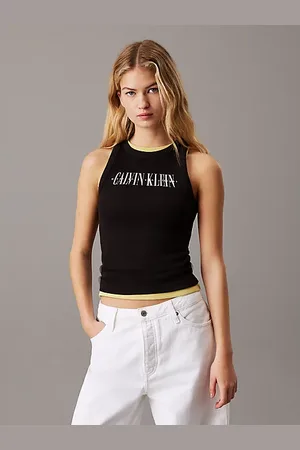 Calvin Klein Canotta con logo a costine in cotone