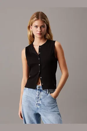 Calvin Klein Smanicato in cotone a costine slim
