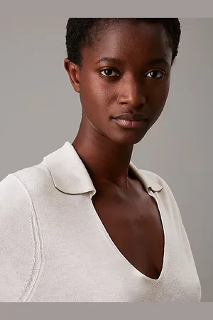 Calvin Klein Maglione polo in seta e viscosa slim