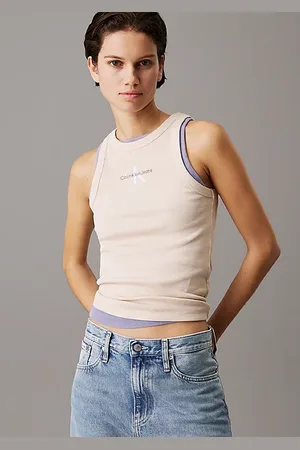 Calvin Klein Canotta slim a costine con monogramma