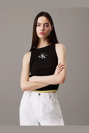 Calvin Klein Canotta slim a costine con monogramma