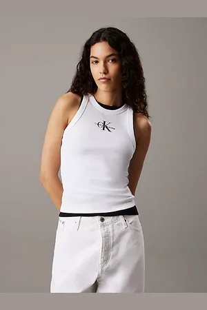Calvin Klein Canotta slim a costine con monogramma