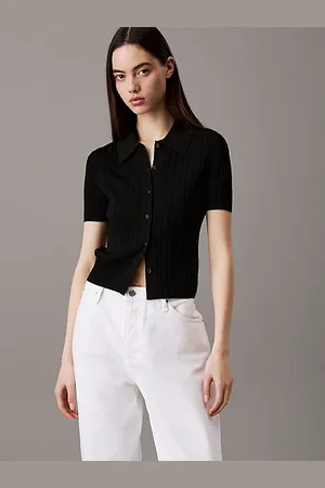 Calvin Klein Top polo corto in maglia liscia