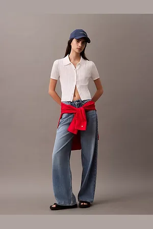 Calvin Klein Top polo corto in maglia liscia
