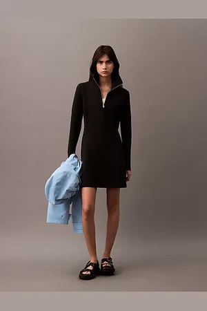 Calvin Klein Abito scuba con scollo a zip e maniche lunghe