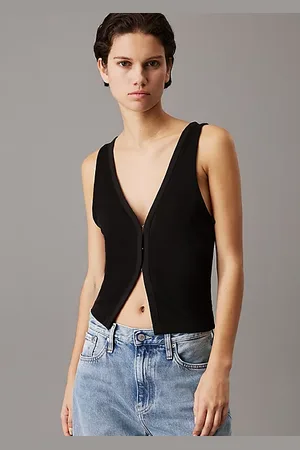 Calvin Klein Smanicato in maglia morbida con ganci e occhielli
