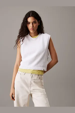 Calvin Klein Top relaxed in maglia di cotone e lino