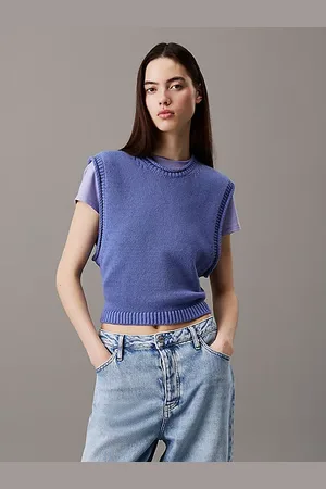 Calvin Klein Top relaxed in maglia di cotone e lino