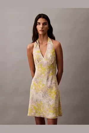 Calvin Klein Abito con allacciatura sul retro del collo in georgette stampato