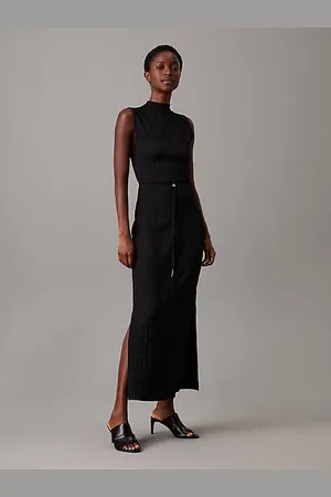 Calvin Klein Abito alla caviglia in jacquard increspato