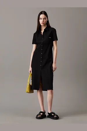 Calvin Klein Abito con bottoni in seersucker