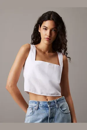 Calvin Klein Top in morbido twill di cotone e lino