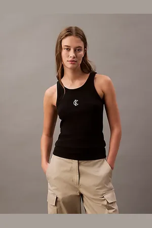 Calvin Klein Canotta con logo a costine in cotone