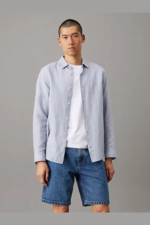 Calvin Klein Camicia a righe in cotone e lino