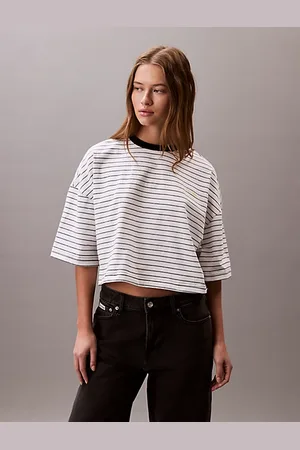 Calvin Klein T-shirt a righe corta dal taglio squadrato