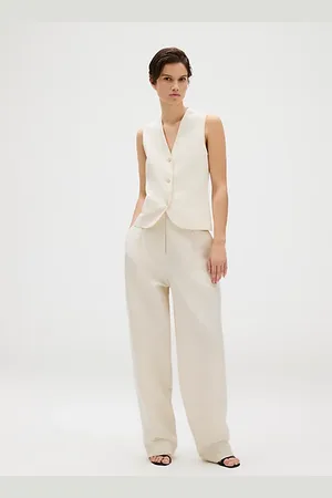 Calvin Klein Pantaloni in lino con pieghe taglio relaxed