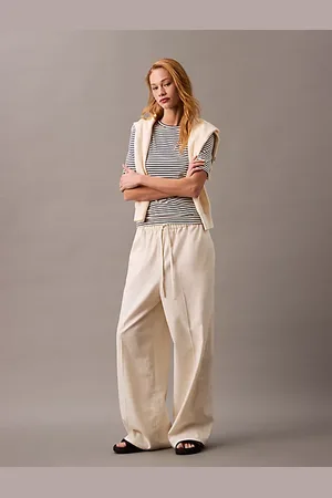 Calvin Klein Pantaloni in misto lino cotone taglio relaxed