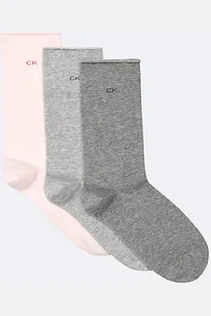 Calvin Klein Calzini rolltop in morbido cotone pettinato in confezione da 3
