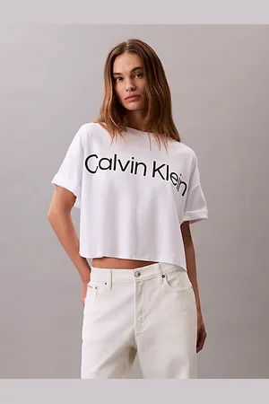 Calvin Klein T-shirt corta squadrata con grafica con logo