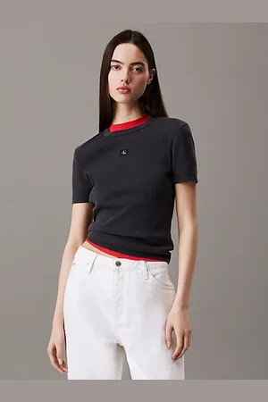 Calvin Klein T-shirt slim in cotone a costine