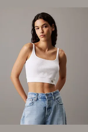 Calvin Klein Top a brassière in cotone a costine slim